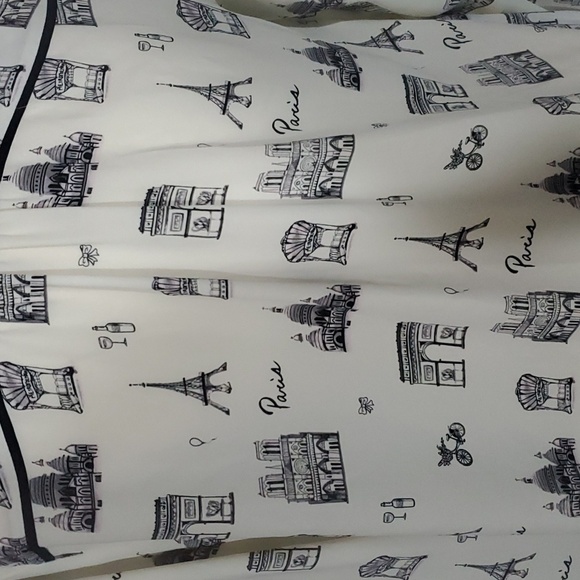 Talbots Paris Print Tie Bow Chiffon Blouse White Black - Picture 6 of 7